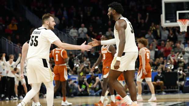 Purdue's Sasha Stefanovic and Trevion Williams